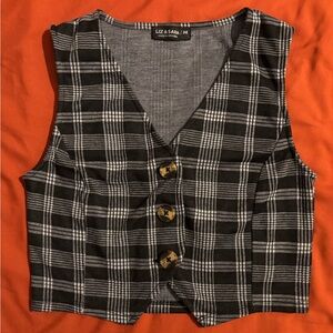 Liz & Saba Black Plaid Women's Top